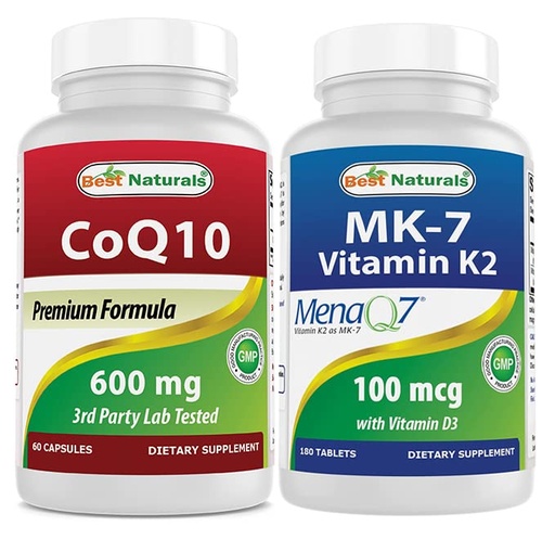[BRSRMCQ5CR7QAALK] Best Naturals CoQ10 600 mg & Vitamin K2 (MK7) with D3