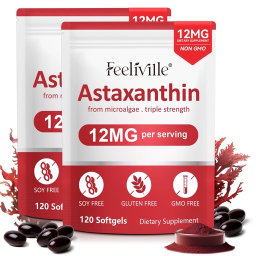 [BRSRGFT7A4IQYAYY] VOFANK Astaxanthin 12mg, Premium Astaxanthin Supplements with Antioxidant Activity, Supports Eye, Joint, Immune, Skin Health, Internal Circulation, Non-GMO & No Gluten 240 Softgels