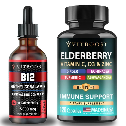 [BRSREGAPCUJQMHY7] VITBOOST Vegan Liquid B-12 Drops – 60 x 5000 mcg with Immune Support