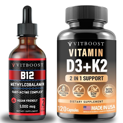 [BRSREGA3C57QI2QY] Vegan Liquid B-12 Drops – 60 x 5000 mcg with Vitamin D3 K2 Complex