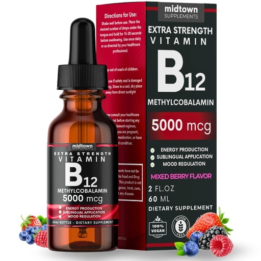 [BRSRAYL3BEIBEFY2] B12 Vitamins 5000 mcg - Sublingual B12 Methylcobalamin Drops - Vitamin B 12 for Women and Men - Mood & Energy Booster Methylated B 12 for Metabolism & Health Support