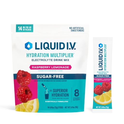 [BRSRAED3BYFBUEYV] Liquid I.V.® Hydration Multiplier Sugar-Free - Raspberry Lemonade | Electrolyte Powder Drink Mix | 1 Pack (14 Servings)