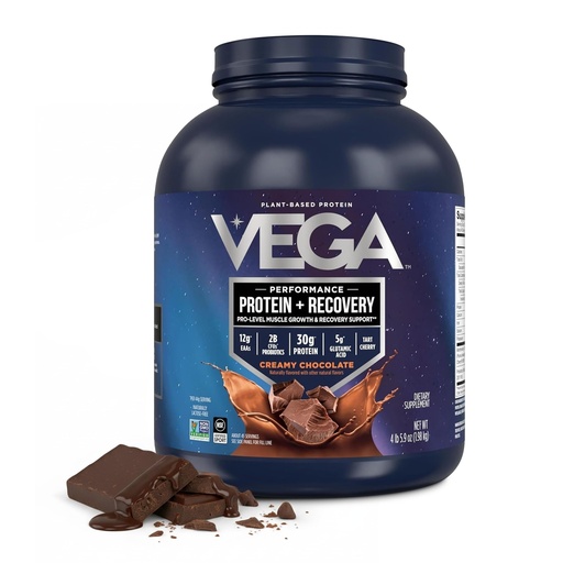 [BRSWKHQRDENGKYLV] Vega Protein + Recovery, Chocolate – 30g Vegan Protein, Dairy & Gluten Free, Probiotics, NSF Certified, 4.4 lbs (45 Servings)