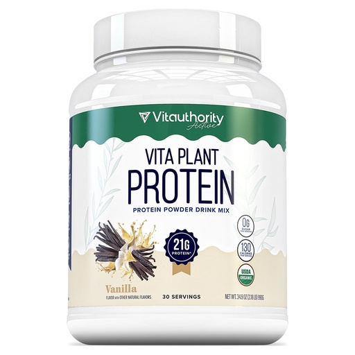 [BRSRABA7AQNBQ3I6] Organic Plant Based Protein for Women Complete Vegan Protein Powder with BCAAs & MCTs Plant-Based 21g, Dairy-Free, Gluten-Free, No Added Sugar, Supports Muscle Recovery (Vanilla Flavored, 30 Servings)