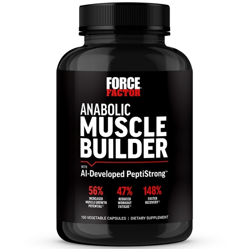 [BRSROBIZBAFRSEQ4] Force Factor Anabolic Muscle Builder, Muscle Building Support Supplements for Men, Supports Muscle, Strength, and Recovery, Reduces Fatigue, with AI-Developed PeptiStrong, 150 Capsules