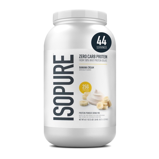 [BRSWIYA5AR5AKFTG] Isopure Zero Carb 100% Pure Whey Isolate Protein Powder, Gluten Free, With Vitamins, Banana Cream, 25g Protein Per Serving, 3 Lbs, 44 Servings (Packaging May Vary)