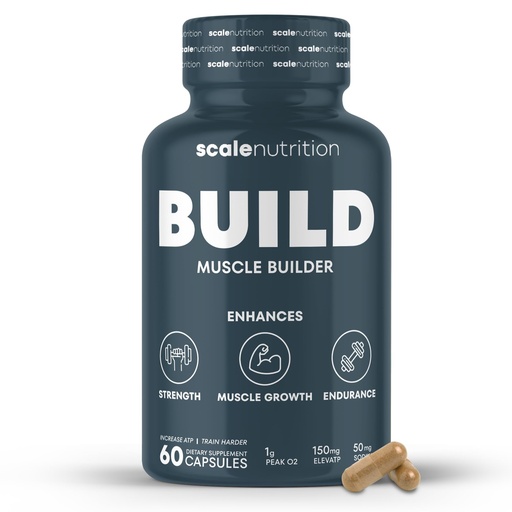 [BRSRAHTQOYNQGADG] Build - Muscle Builder Supplement for Muscle Growth, Strength, Weight Gain, Endurance & Performance Enhancment for Men & Women - Trademarked Ingredients Peak02 & ElevATP | 60 Capsules - 30 Day Supply