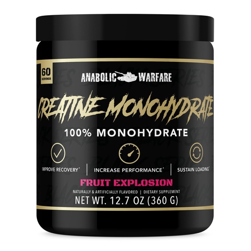 [BRSRA2YCCQPA4FA6] Anabolic Warfare Creatine Monohydrate, Post Workout Recovery, Increase Performance, Sustain Loading, Premium Creatine* (Fruit Explosion - 60 Servings)