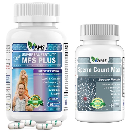 [BRSRAH34BMPQOYIY] America Medic & Science MFS Plus (120 Capsules) and Sperm Count Max Supplement (60 Capsules) |Fertility Supplements for Men