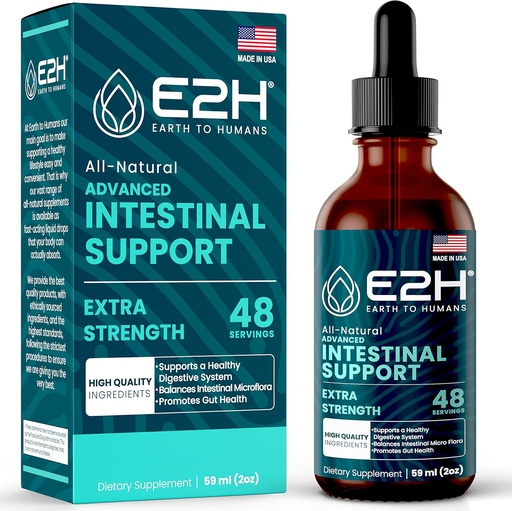 [BRSW2FAEO4GRGFAY] E2H Advanced Intestinal Support - Natural Intestinal Cleanse and Digestive Cleanse Supplement - Wormwood and Black Walnut Extract - Non-GMO, Vegan - 2 Fl Oz