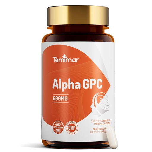 [BRSREBIYBVYQG3YV] Alpha GPC 600mg, Bioavailable Choline Supplements, Supports Memory, Focus & Cognitive Function, Gluten Free, Non GMO, Made in USA, 60 Vegan Capsules