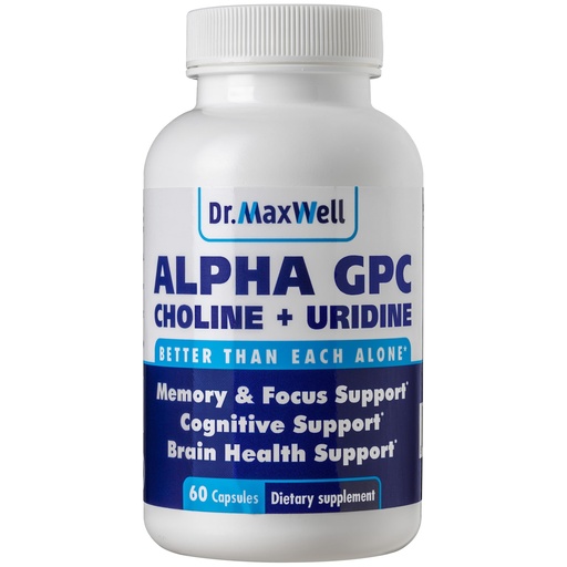 [BRSWGCQKBUFRUHLL] Dr. Maxwell Alpha GPC 600mg + Uridine, a Choline Enhancer. Better Than Alpha-GPC or Uridine Alone. Best Choline Source: 2in1, Soy Free, No Fillers, 60 Pills, Acetylcholine Precursor