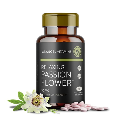 [BRSWIGYACAMBAHLI] Mt. Angel Vitamins - Relaxing Passion Flower Extract Great Tasting Herbal Lozenge (Passiflora incarnata) - Highly Bio Available 4:1 Extract - 60 Count
