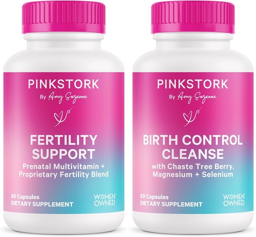 [BRSW2GQDAUIGYALL] Pink Stork Pregnancy Prep & Fertility Support – Vitex, Inositol, Folate – Birth Control Cleanse – 2 Pack