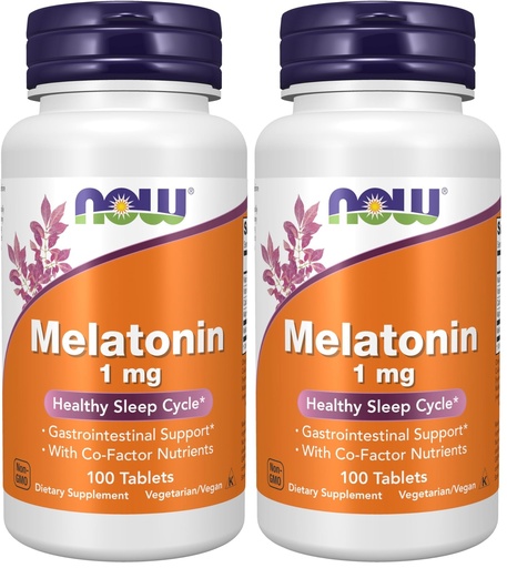 [BRSRAY3ROACWEF3P] NOW Supplements, Melatonin 1 mg, with Co-Factor Nutrients, Healthy Sleep Cycle*, 100 Tablets (Pack of 2)
