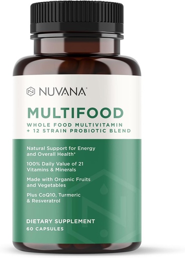 [BRSW2HYQCV7WYFA2] Multifood Whole Food Multivitamin for Men & Women | 21 Organic Fruits & Vegtables | Boosts Energy, Supports Gut & Immune Health | Prebiotics & Probiotics | 60 Capsules