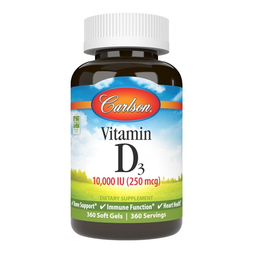 [BRSWIHQZOANQM2I7] Carlson Vitamin D3 10,000 IU (250 mcg), Cholecalciferol, Bone & Immune Health, 360 Soft Gels