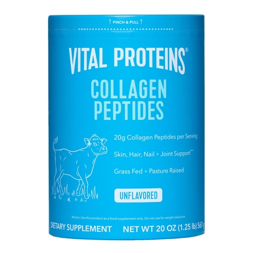[BRSRAAIYPN7GM3DU] Vital Proteins Grass Fed Collagen Peptides Powder, Supports Hair, Skin, Nails, Bones, and Joints Health, Hydrolyzed Peptides - Zero Sugar, Unflavored, 20oz
