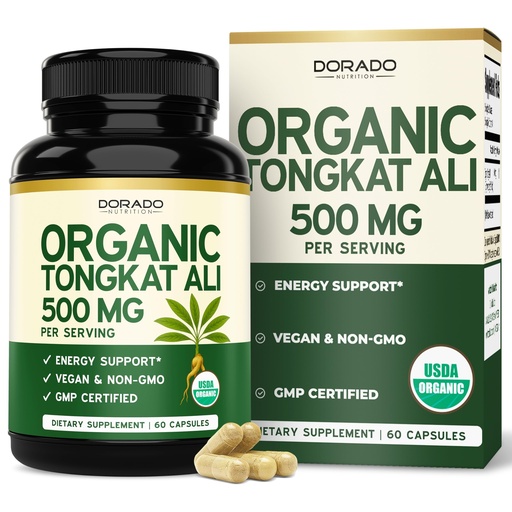 [BRSREZICAB4G2AYU] Organic Tongkat Ali for Men (500mg Per Serving, 60 Capsules) Longjack Root Extract Powder for Men & Women - Premium Tongkat Ali Supplement - Support Energy, Muscle Mass & Performance - Vegan & NON GMO