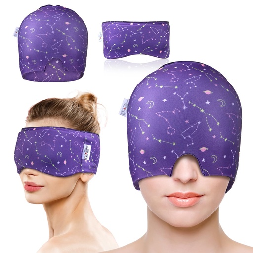 [BRSRAFQRO4IBSE3X] my novel things Migraine Relief Cap, Gel Cooling 2 Pack Set, Headache Relief with Hot/Cold Ice Cap, Instant Headache Relief, Reusable Ice Pack for Stress Sinus Relief Migraine Mask Gift for Women Man