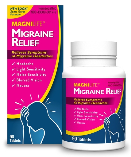 [BRSWKYIPCRYQOEDG] MagniLife Migraine Relief, Non-Habit Forming, 90 Homeopathic Tablets, Migraine Medicine for Light & Sound Sensitivity, Nausea, Blurred Vision & Pressure, Quick-Dissolve Headache Pain Relief
