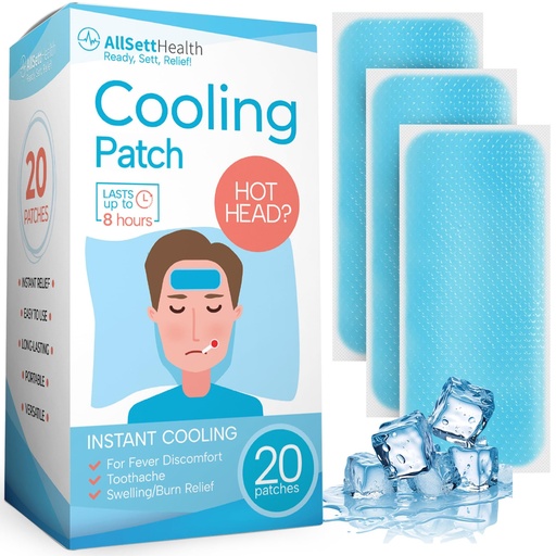 [BRSRMCYYOQCQ2AAZ] Cooling Patches for Fever, Natural Headache and Migraine Relief, (20 Pack) Soft Gel Sheets, Fever Patch for Kids, Tension/Sinus, Headache Relief Prevention