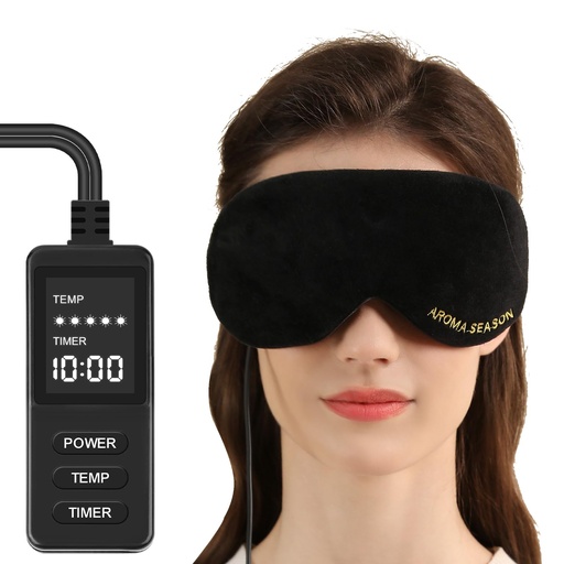 [BRSWGYACAQIRSCA2] Aroma Season Heated Eye Mask, Warm Eye Compress for Dry Eyes MGD Stye Blephartitis Sinus Migraine, Graphene Heating Element with Natural Lavender Pack (Black)