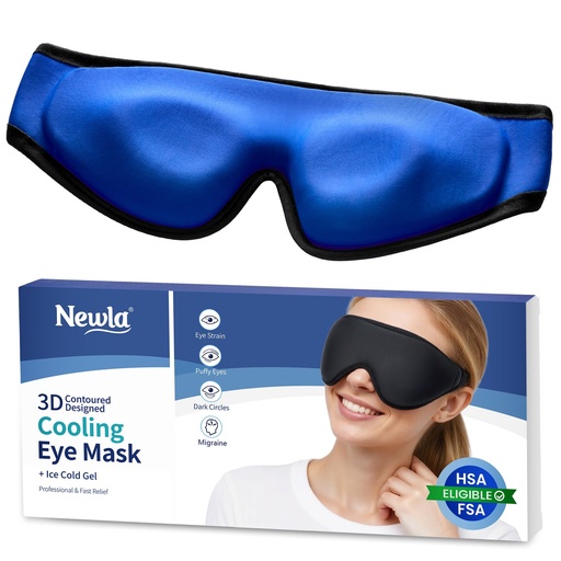 [BRSRECA2PN7W2A34] Cooling Gel Eye Mask for Puffy Eyes, Larger Full-Eye Cold Compress for Swelling, Ice-Cold Therapy, Forehead & Upper Cheek Cooling Relief, Reusable Headache and Migraine Mask, FSA Eligible HSA, Black