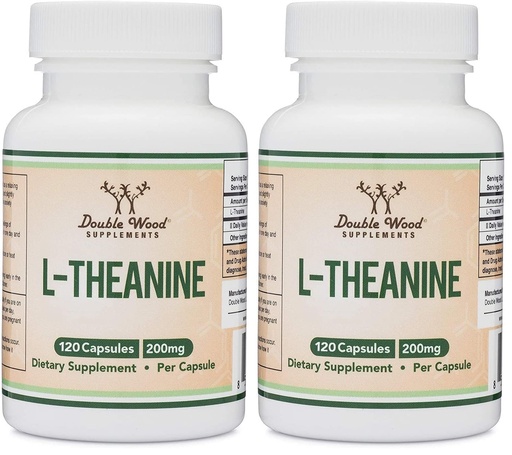 [BRSRGFI7O4FWOC3D] L-Theanine 200mg Double Strength - Supports Health Sleep Response and Relaxation - 120 Capsules (Third Party Tested, Gluten Free, Vegan) by Double Wood (Pack of 2)