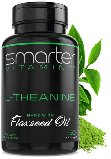 [BRSWGGI6ARYRUEY7] Smarter L-Theanine 250mg Supplement, in Non-GMO Flaxseed Oil, 50 Liquid Softgels