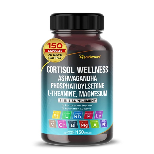 [BRSRAZT4OIIQICTJ] CORTISOL Wellness Magnesium Ashwagandha L-Theanine Phosphatidylserine Rhodiola Rosea Passionflower Lavender Chamomile -150 Capsules