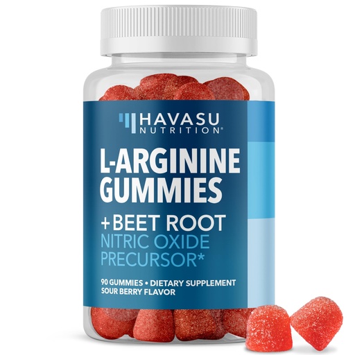 [BRSROBI2AEBBU2D6] L-Arginine Gummies with L-Citrulline and Beet Root - Nitric Oxide Supplement - 90 Count - Energy, Endurance, and Recovery Support - Vegan, Non-GMO - Energizing Sour Berry Flavor, 30-Day Serving