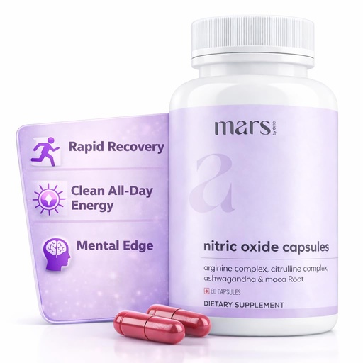 [BRSRACYZO4GWMGY4] Mars Nitric Oxide Capsules with L-Arginine & L-Citrulline, Pre Workout Nitric Oxide Supplement for Men, Blood Flow & Circulation Support, 60 Capsules