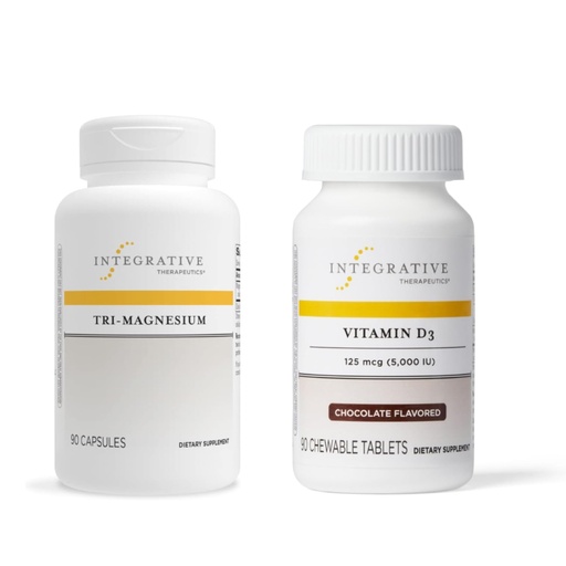 [BRSRAYI2OR7RQH35] Integrative Therapeutics Bundle with Tri-Magnesium, 90 Capsules & Vitamin D3 125 mcg, 90 Flavored Chewables - Supports Heart Function & Bone Health* - Bone Health Support