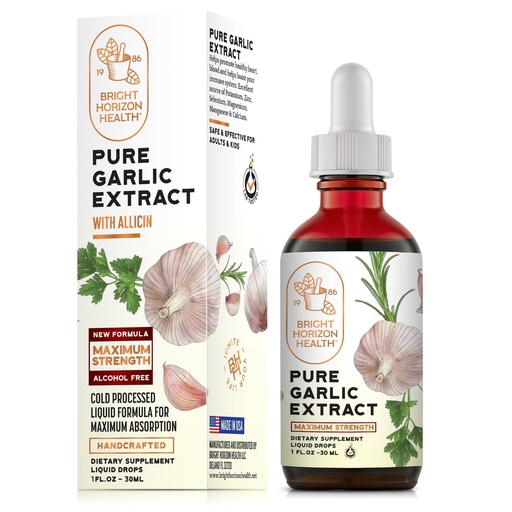 [BRSWGBT6DIIQ4CTO] Pure Garlic Extract – Allicin Supplement – Immune Support. Alcohol-Free Formula, Vegan, Raw, Superfood – Liquid Garlic Oil Drops - 1 fl.oz