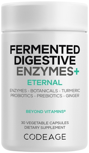 [BRSRACYTOYPQYC3P] Codeage Fermented Digestive Enzymes Supplement - 14 Digestive Enzymes, Probiotics, Prebiotics, Fermented Botanicals, Plant-Based Multi Pancreatic Enzymes - 1 Capsule a Day - 30 Capsules