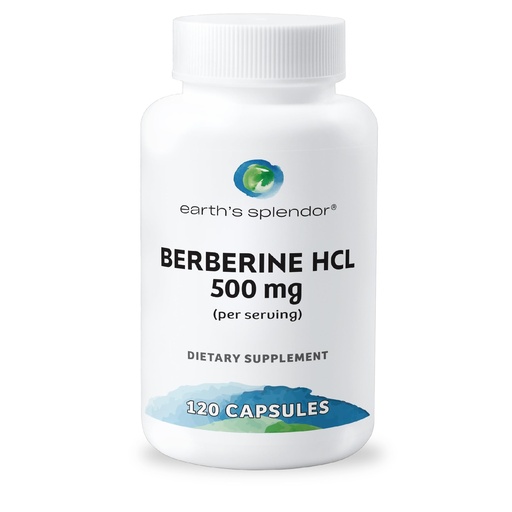 [BRSREFQODIIAOADA] Earth's Splendor Berberine 500mg Capsules, Supports Metabolism (120ct Bottle, 2 Month Supply) Non-GMO, Vegan-Friendly