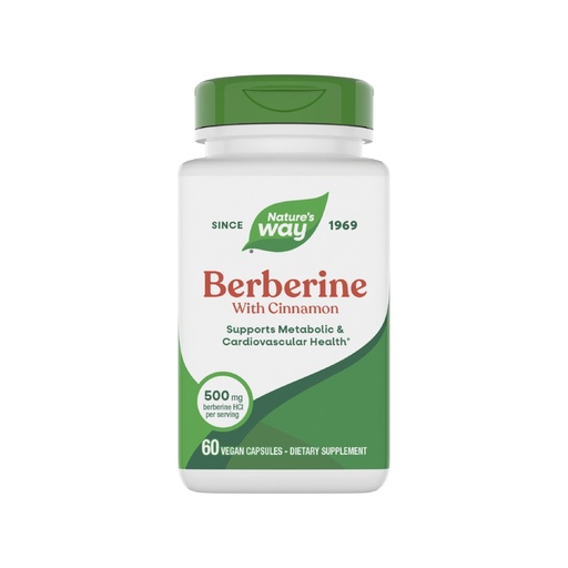 [BRSREAA2AV6QKYD2] Nature's Way Berberine with Cinnamon, Supports Metabolic & Cardiovascular Health*, 500 mg Berberine HCI per Serving, 60 Vegan Capsules