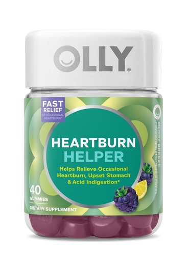 [BRSRGHYCBFYGYDLV] OLLY Heartburn Helper Gummy Supplement, Fast Relief of Occasional Heartburn,* Tricalcium Phosphate, Berry Breeze Flavored, 20 Servings - 40 Count