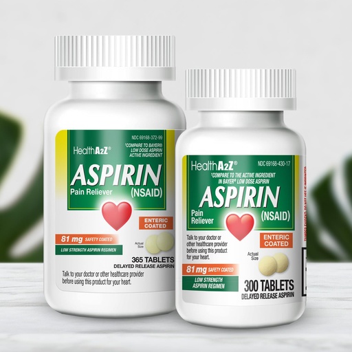 [BRSREZANPMJRSAY7] HealthA2Z® Aspirin 81mg Bundle | Super Saving | (365 Count + 300 Count) 665 Counts Total Tablets | Enteric Coated | Pain Relief