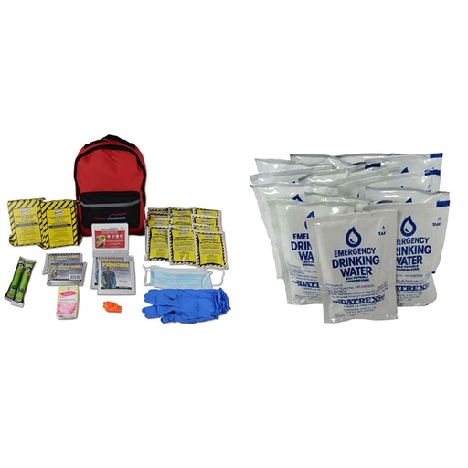 [BRSROAA3OIIWM33Z] Ready America 70280 72 Hour Emergency Kit, 2-Person, 3-Day Backpack & Datrex Emergency Water Packet 4.227 oz - 3 Day/72 Hour Supply (18 Packs), White