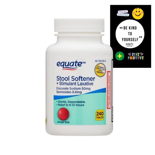 [BRSRAGA5DICAK2TD] Maker Explorador Equate Stool Softener Plus Stimulant Laxative Tablets for Constipation, 240 Count and Card Gift Private Label