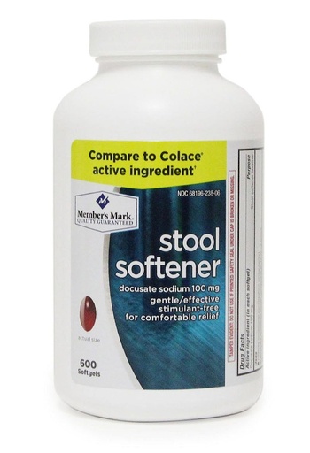 [BRSWKZQ6CAGWOA3U] Member's Mark Stool Softener Docusate Sodium 100mg (1 bottle (600 softgels))