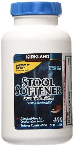 [BRSWIFIQOQEAYD3U] Kirkland Signature Stool Softener 100mg, 400 Softgels (2 Pack)