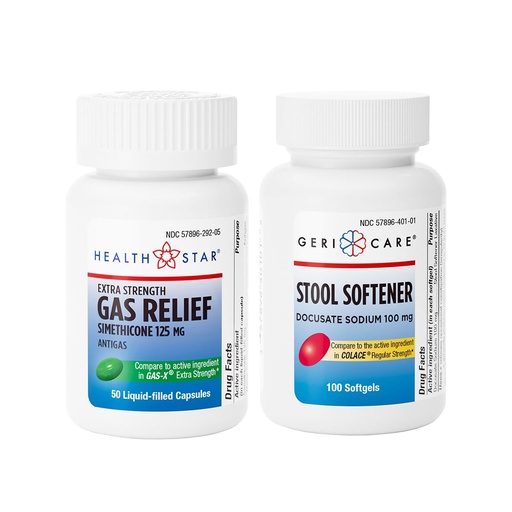 [BRSREHYBAF7WGDI6] GeriCare Stool Softener – Docusate Sodium 100mg & Extra Strength Gas Relief – Simethicone 125 mg Softgels, Gentle Constipation Relief and Fast Gas, Bloating & Pressure Relief Bundle, Digestive Health