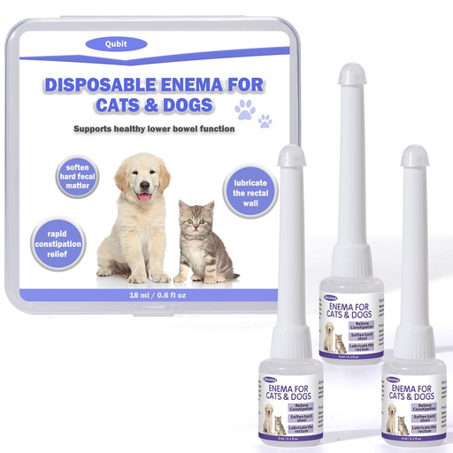 [BRSREEIPCJYWCH3A] QUBIT Disposable Pet Enema for Cats & Dogs – Rectal Gel to Soften Stool, Stimulate Bowel Movements & Relieve Constipation – Eases Painful Elimination – 6 mL Syringe (3-Pack)