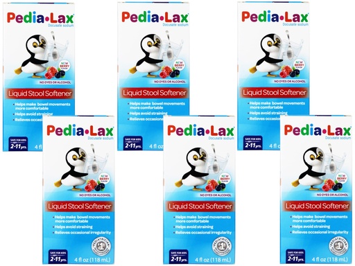 [BRSWIZQOAYPR22TU] Pedia-Lax Liquid Stool Softener for Kids, Ages 2-11, Berry Flavor, 4 Fl Oz - 6 Pack