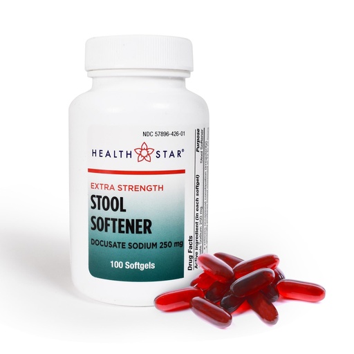 [BRSRACQFC5YGGDYV] Health Star Extra-Strength Stool Softener Docusate Sodium 250mg Softgels (100 Count) Stimulant Laxative for Constipation & Irregularity| Gentle Constipation Relief Stool Softeners for Women & Men