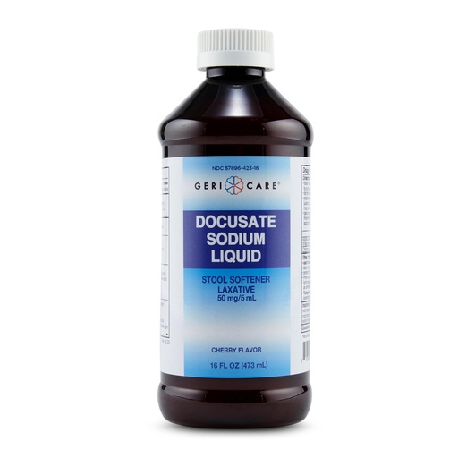 [BRSWIA34AYAG2HT2] Docusate Sodium Liquid Stool Softener by GeriCare- Gentle Stimulant Laxative Liquid for Men & Women- Quick Constipation Relief Aid- Adults Daily Bowel Movement Laxative- Cherry-Flavored (16 fl oz)