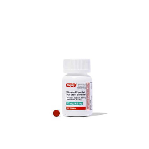[BRSWYZT6OB7RAGYZ] Rugby Stimulant Laxative Plus Stool Softener Docusate Sodium 50 mg/Sennosides 8.6 mg - Laxative Tablets for Constipation Relief - Stool Softeners for Women, Men, and Kids - 100 Tablets